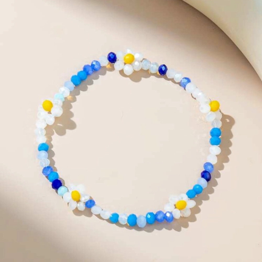 Flower Beaded Bracelet Set of 2